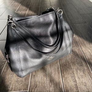 Coach Black Hallie shoulder purse